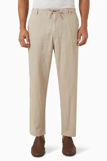 Cropped Pants in Linen-blend