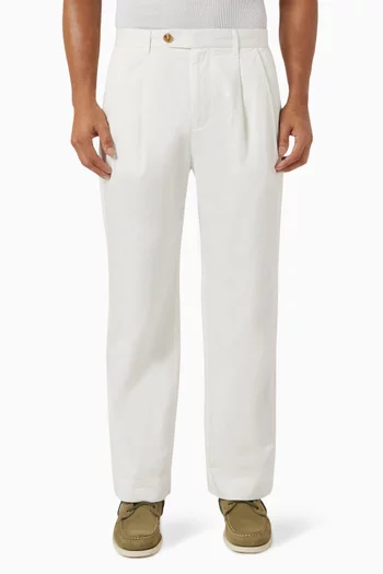 Pleated Loose Pants in Cotton-blend