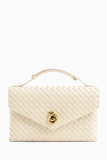 حقيبة كروس بقفل على شكل عقدة جلد مجدول