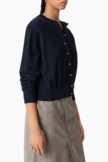 Buttoned Twinset in Cotton-viscose Knit