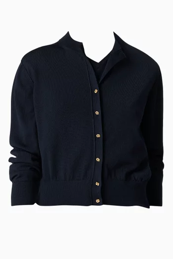 Buttoned Twinset in Cotton-viscose Knit