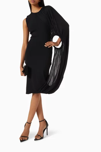 Asymmetric Hoop Midi Knit Dress