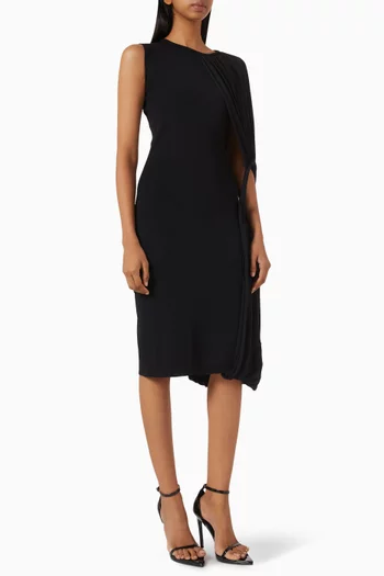 Asymmetric Hoop Midi Knit Dress