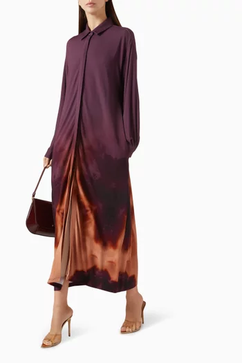 Printed Maxi Shirt Dress