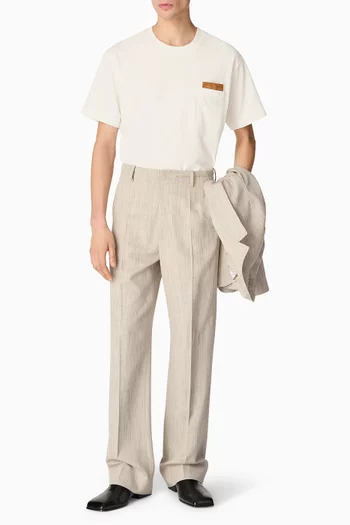 بنطال بقصة ساق مستقيمة بطية بالكي فيسكوز وحرير