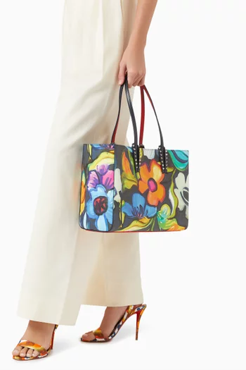 Small Cabata Floral-print Tote Bag in Leather