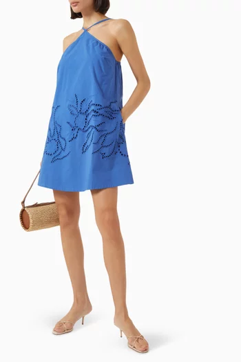 فستان دارلا قصير بتطريزات إنجليزية قطن