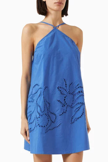 فستان دارلا قصير بتطريزات إنجليزية قطن