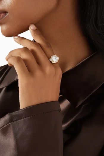 خاتم سبارك ستيتمنت مرصع بحجر مربع بحواف مستديرة نحاس مطلي بلون ذهبي