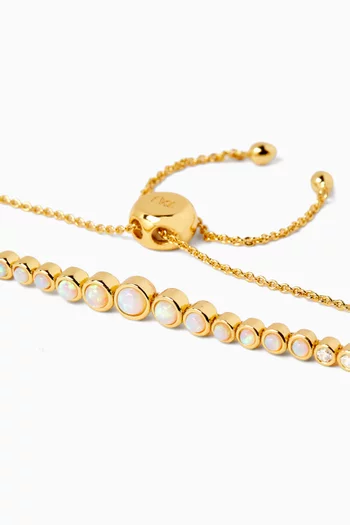 Opal Bezel-set Bolo Bracelet in Gold-plated Brass