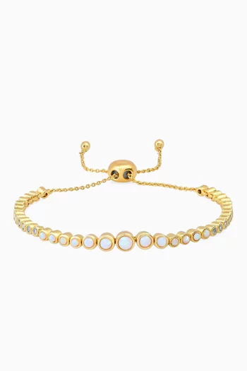 Opal Bezel-set Bolo Bracelet in Gold-plated Brass