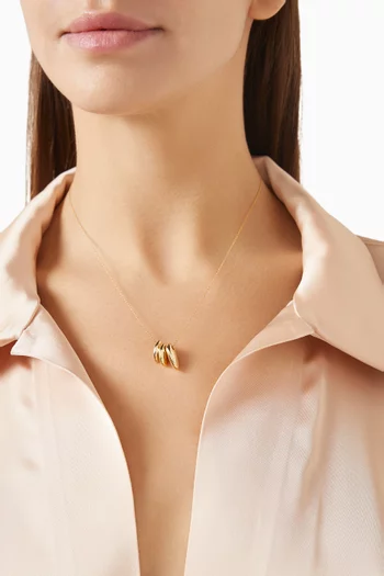 Triple Puffy Oval Necklace in Gold-plated Brass