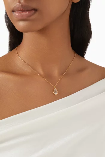 CZ Pear Pendant Necklace in Gold-plated Brass