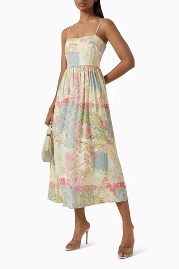 فستان اورورا متوسط الطول بحمالات