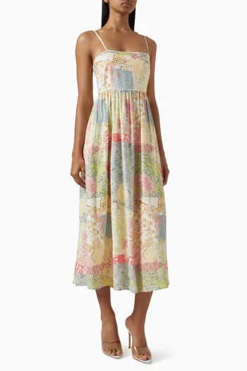 فستان اورورا متوسط الطول بحمالات