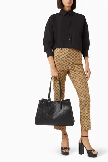 Large GG Emblem Tote Bag in Leather