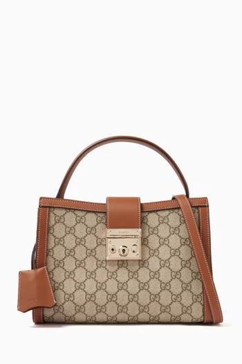 Medium Padlock Top-handle Bag in GG Canvas