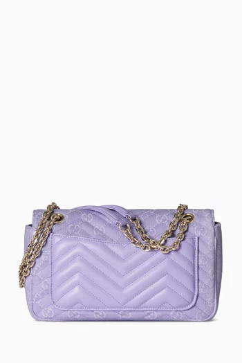Medium GG Marmont Shoulder Bag in Chevron Denim