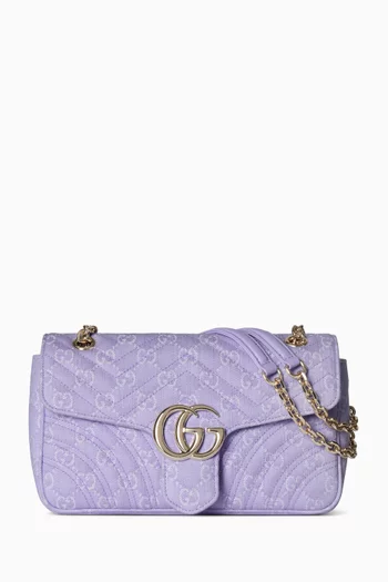 Medium GG Marmont Shoulder Bag in Chevron Denim