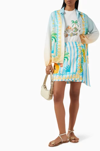 تنورة ريو قصيرة بتصميم ملفوف مزين بخطوط