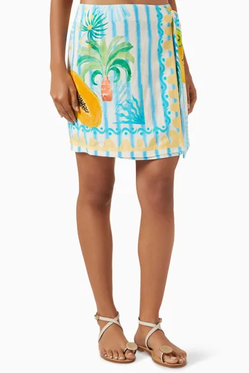 تنورة ريو قصيرة بتصميم ملفوف مزين بخطوط