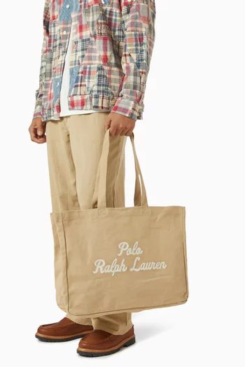 Logo-embroidered East-West Tote Bag in Canvas