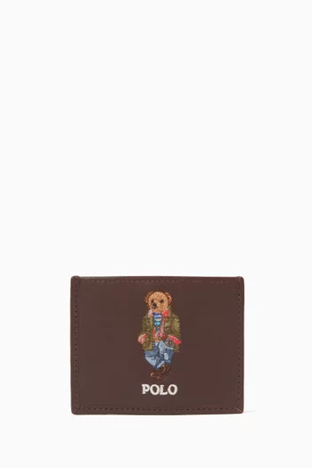 Polo Bear Card Holder in Leather