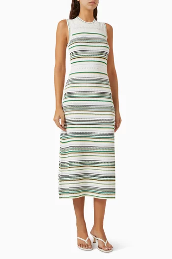 Dawna Striped Midi Dress in Knit