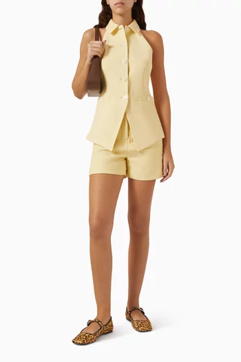 شورت بريت بخصر مرتفع مزيج كتان