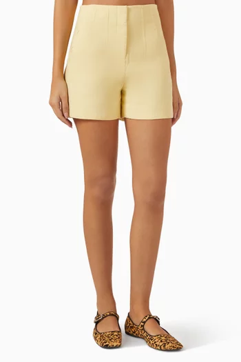 شورت بريت بخصر مرتفع مزيج كتان