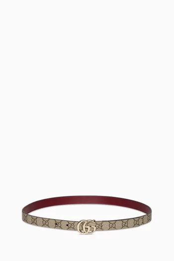 GG Marmont Reversible Thin Belt in Canvas & Leather