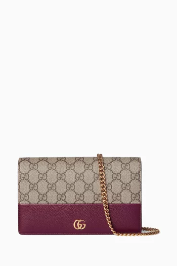 GG Marmont Wallet on Chain in GG Supreme & Leather