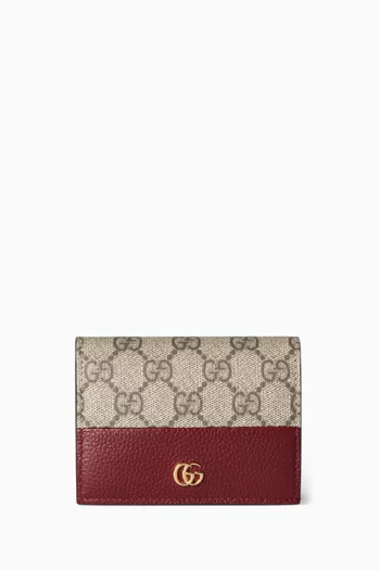 GG Marmont Card Case Wallet in Leather & GG Supreme Canvas