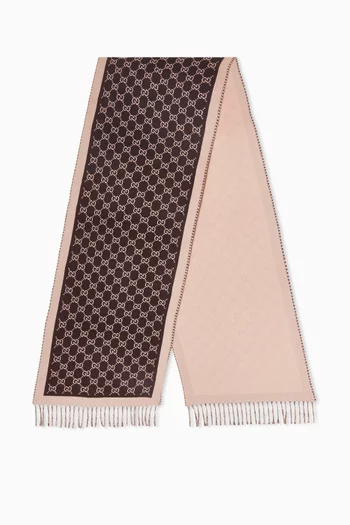 وشاح بنقشة شعار حرفي GG مزيج صوف وكشمير