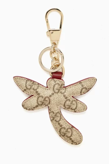 Dragonfly Bag Charm in GG Canvas & Leather
