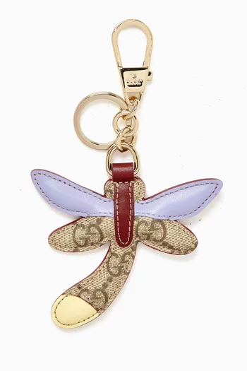 Dragonfly Bag Charm in GG Canvas & Leather
