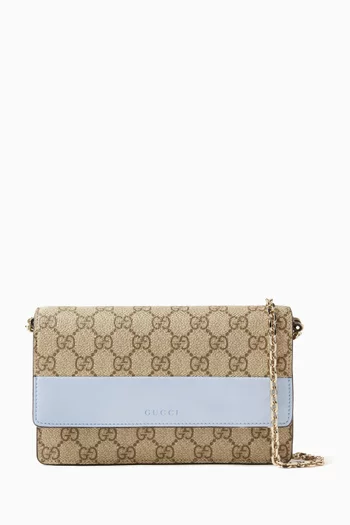 GG Emblem Chain Wallet in Canvas