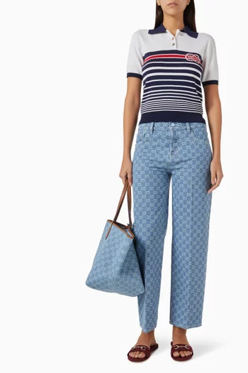 Straight-leg Pants in GG Denim Jacquard
