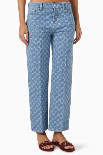 Straight-leg Pants in GG Denim Jacquard