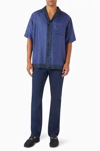 Printed Bowling Shirt in Silk-twill