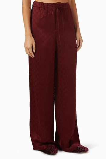 GG Jacquard Drawstring Pants in Satin