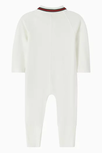 Striped Collar Sleepsuit in Cotton-jersey