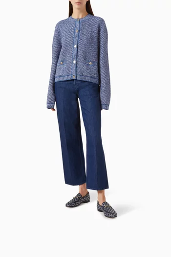 Jordaan Crystal-embellished Loafers in Denim