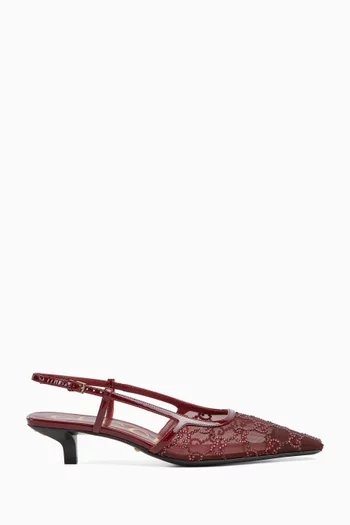 GG Crystal-embellished 35 Slingback Pumps in Mesh
