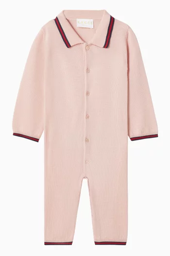 Web Stripe Romper in Cotton Jersey