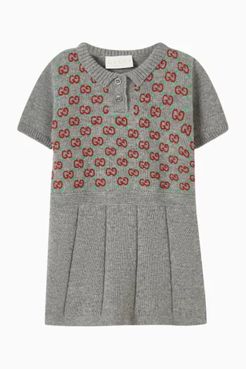 فستان بولو بشعار حرفي GG صوف