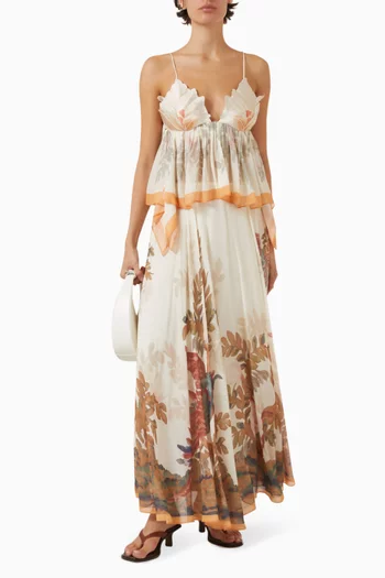 بلوزة كاميسول بقوالب صدر مطرزة على شكل بتلات زهور جورجيت