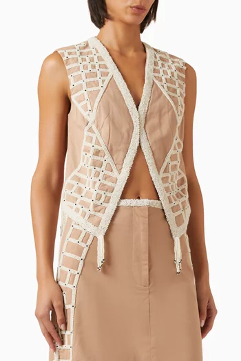 فيست مطرز بالخرز تويل