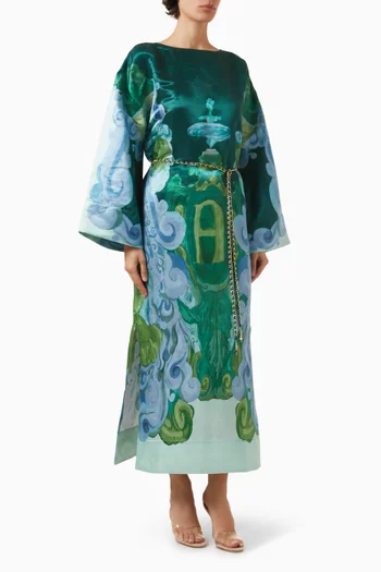 قفطان رن اواي حرير وكتان ستان