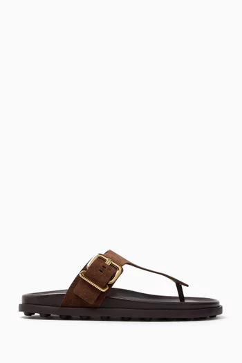 T-strap Sandals in Suede